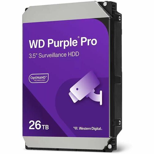 WD Purple Pro WD260PURP 26 TB Hard Drive - 3.5" Internal - SATA - Conventional Magnetic Recording (CMR) Method - Server, C