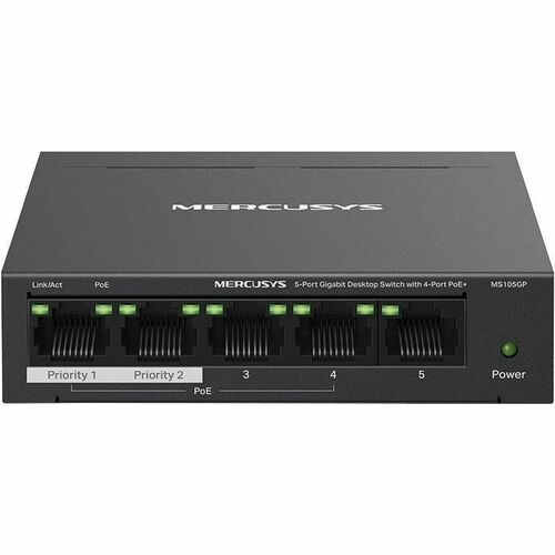 Switch Ethernet Mercusys MS105GP 5 Porte - Gigabit Ethernet - 10/100/1000Base-T - 2 Layer supportato - 75,15 W Consumo ene