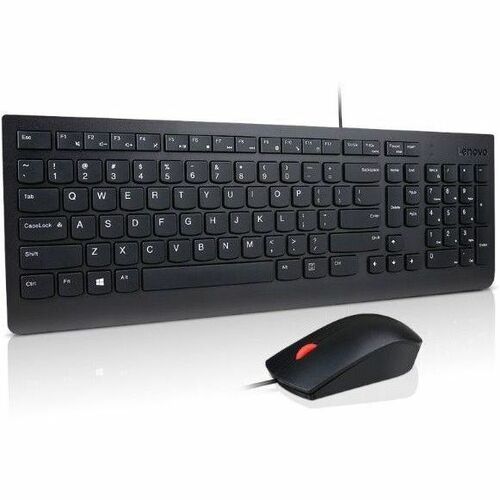 Lenovo Essential Tastatur & Maus - Deutsch - Tastatur, Kabel USB Typ-A, Membran, Schwarz - Maus, Optische, Kabel, USB Typ-