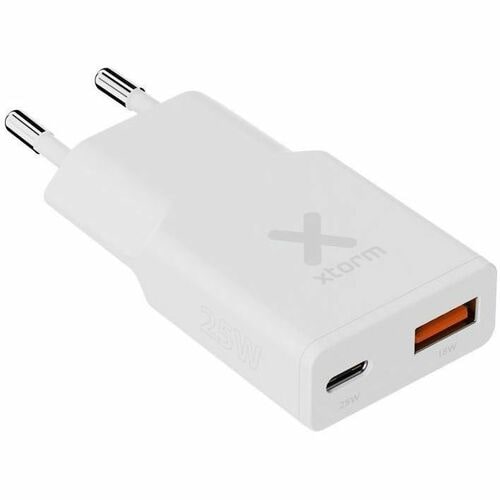 Xtorm - Chargeur secteur ultra-fin 25W USB-C/USB-A charge rapide - adaptateur mural blanc