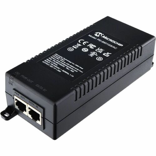 Injecteur POE Microchip PD-9501GS/AC - 120 V AC, 230 V AC Entrée - 1,25 A Sortie - 1x RJ-45 Port(s) d'entrée - 1x RJ-45 Po