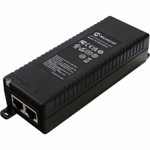Microchip PD-9001GS/AC PoE Injector - 120 V AC, 230 V AC Input - 55 V DC Output - 1 x RJ-45 Input Port(s) - 1 x PoE Output
