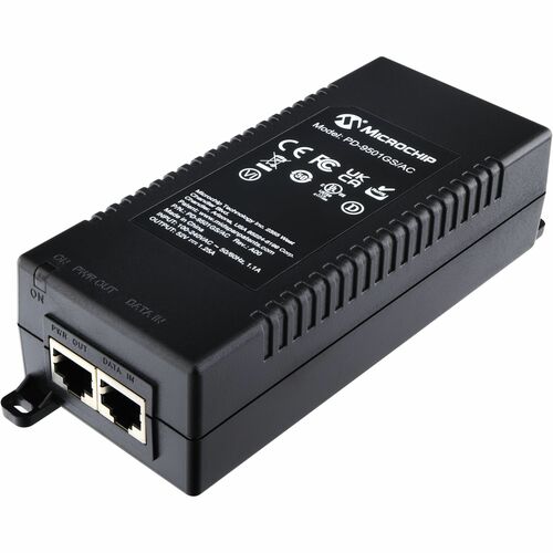 Microchip PD-9501GS/AC PoE Injector with power cord - 100 - 240 Vac AC input - 10/100/1000 Mbps Data Rate - 1 x PoE output
