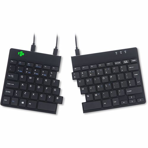 R-Go Split Break Tastatur - Kabel Konnektivität - USB-Typ C Schnittstelle - Englisch (US) - QWERTY Layout - Schwarz - Sche