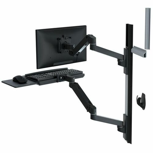Montaggio a muro Ergotron per Tastiera, Monitor - Nero - Regolabile in altezza - 86,4 cm (34") Supporto schermo - 9,98 kg 