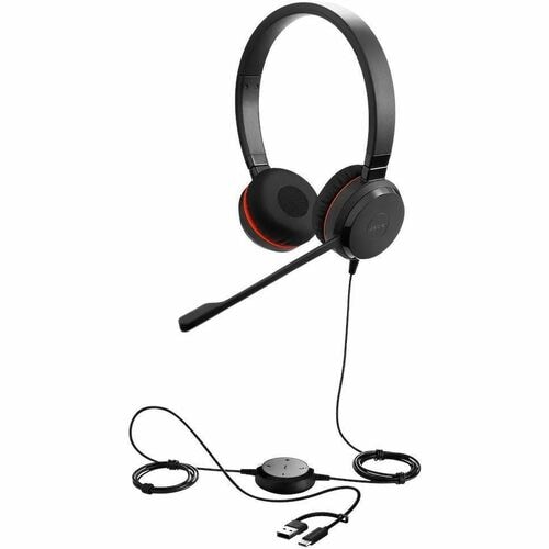 Jabra Evolve 20 Headset - Stereo - USB Type C, USB Type A - Wired - 20 Hz to 20 kHz - On-ear, Over-the-head - Binaural - S