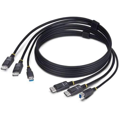 StarTech.com 6ft (1.8m) Dual-DisplayPort and USB 5Gbps KVM Cable, 4K 60Hz, Universally Compatible Combo Cable for KVM Swit