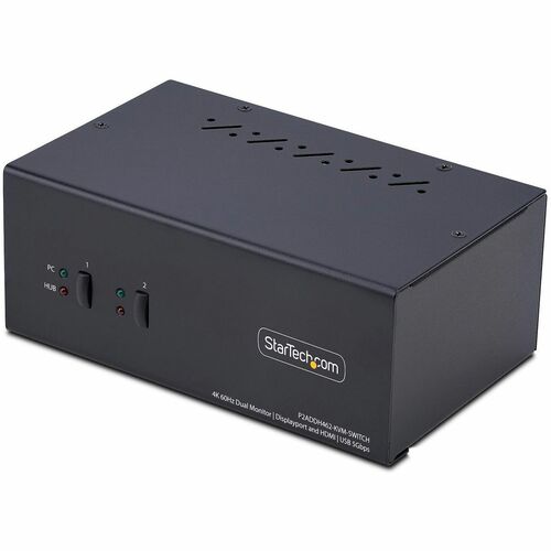 StarTech.com KVM Switchbox - TAA Compliant - 2 Computer(s) - 4K - 3840 x 2160 - 6 x USB - 3 x HDMI - 3 x DisplayPort