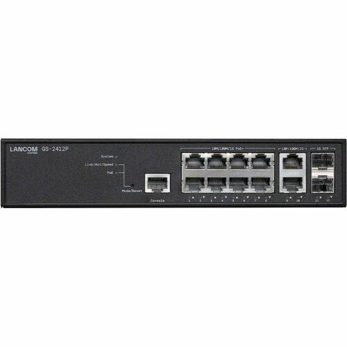Lancom GS-2412P 10 Anschlüsse Verwaltbar Ethernet-Switch - Gigabit-Ethernet - 10/100/1000Base-T, 1000Base-X - 2 Unterstütz