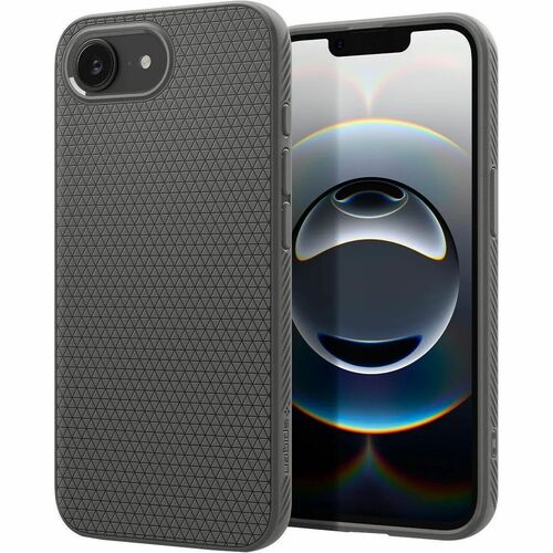 Spigen Liquid Air Case for Apple iPhone 16e Smartphone - Geometric pattern, Textured - Marble Grey - Drop Resistant, Finge