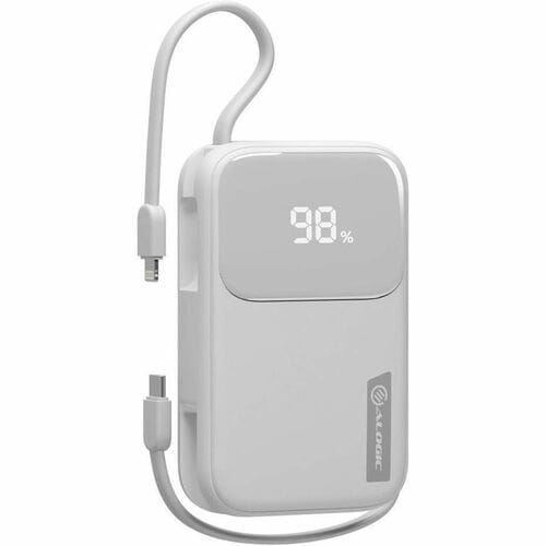 Alogic Tandem+ Power Bank - White - For Smartphone, Lightning Device, Earbud, Tablet PC, Smartwatch, USB Type C Device, US