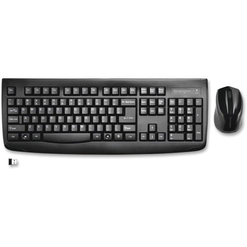 Kensington Pro Fit Wireless Desktop Set - USB Wireless Bluetooth - Black - USB Wireless Bluetooth - Laser - 1000 dpi - Scr