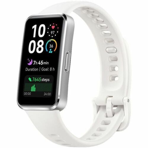 Huawei Band 10 Smart Band - Rectangular Case Shape - White Band Color - Aluminium Alloy Case Material - Fluoroelastomer Ba