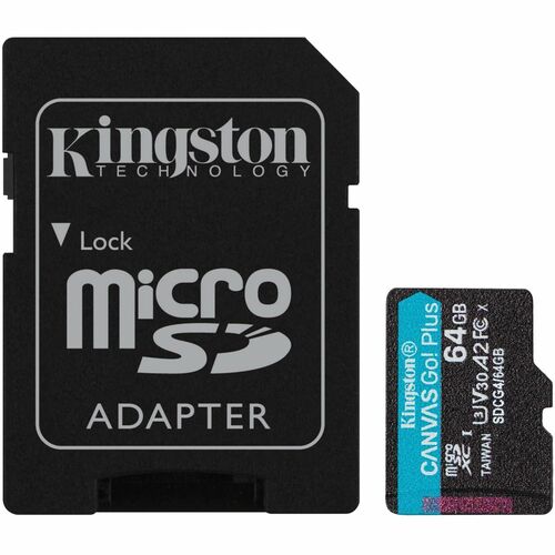 Kingston Canvas Go! Plus 64 GB Class 10/UHS-I (U3) V30 microSDXC - 200 MB/s Read