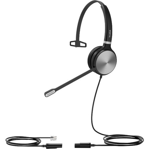 Yealink YHS36 Wired Over-the-head Mono Headset - Black, Silver - Monaural - 32 Ohm - 20 Hz to 20 kHz - Noise Canceling - RJ-9