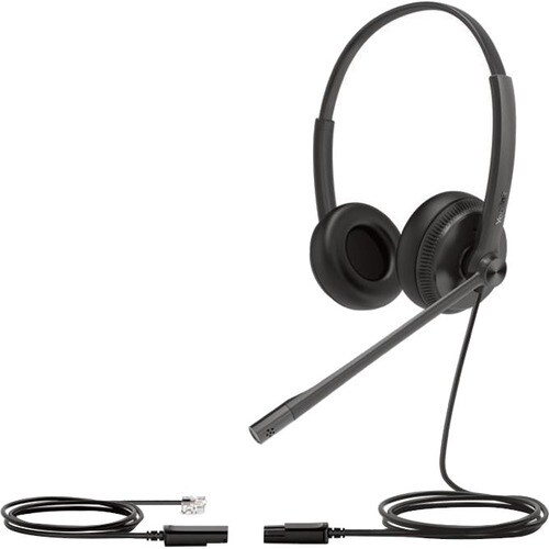 YEALINK YHS34 DUAL HEADSET FOR YEALINK IP PHONE. RJ9 HEADSET JACK HEARING PROTECTION LEATHER EAR CUSHIONS. REPLACING YHS33