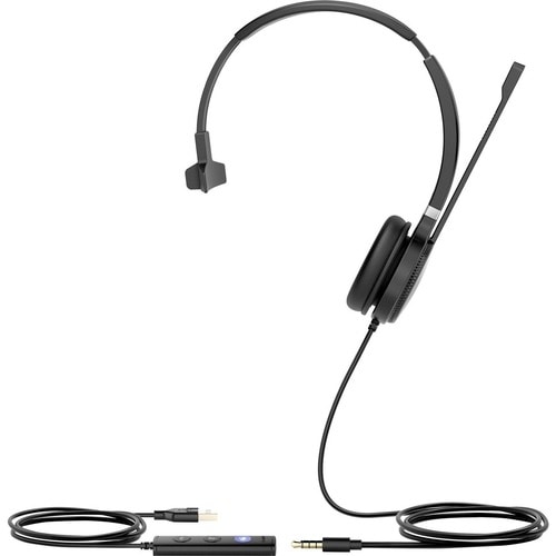 Yealink UH36 Wired Over-the-head, On-ear Mono Headset - Black/Silver - Monaural - Supra-aural - 32 Ohm - 20 Hz to 20 kHz -