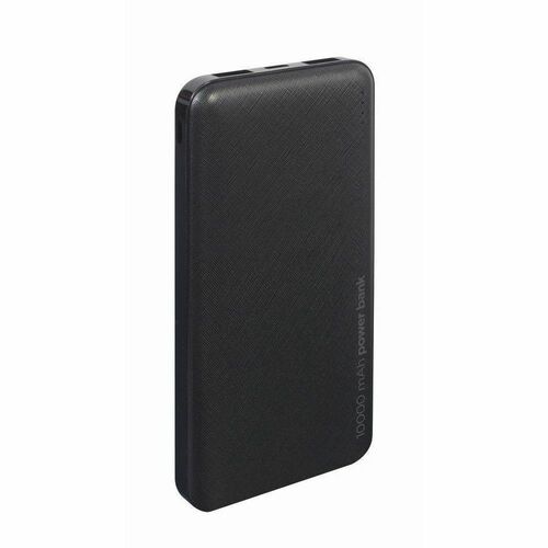 Power Bank Gembird - Nero - Per Tablet PC, Smartphone - Ioni polimeri di litio - 10000 mAh - 12 W - 2,40 A - 5 V DC Uscita
