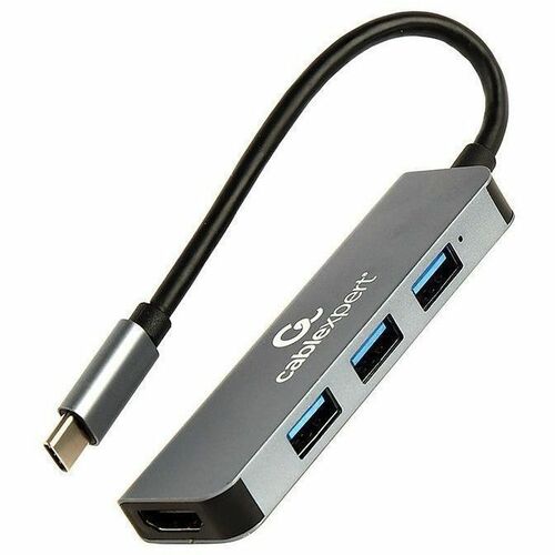 Docking station Cablexpert USB Type-C - Argento - 4K @30Hz, 4K UHD - 3840 x 2160 - 3 x Porte USB - 3 x Porte USB Tipo-A - 