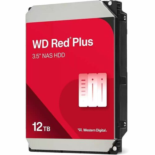 WD Red Plus WD120EFGX 12 TB Hard Drive - 3.5" Internal - SATA (SATA/600) - Conventional Magnetic Recording (CMR) Method - 