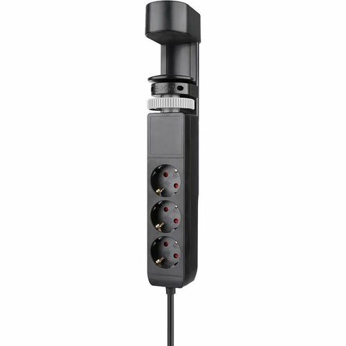 Neomounts VOLT DS22-840BL6 Power Outlet - 3 x Power Receptacles - 230 V AC Clamp Mount, Desktop, Under Table - Black - Pla