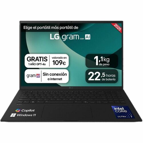 LG gram 16Z90T-V.AP88B 40.6 cm (16") Notebook - WQXGA - Intel Core Ultra 7 255H - 32 GB - 1 TB SSD - Spanish Keyboard - Ob