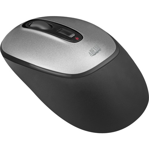 Adesso iMouse A10 Mouse - Radio Frequency - USB - Optical - Black, Grey - Wireless - 9.14 m - 2.40 GHz - 1600 dpi - Scroll