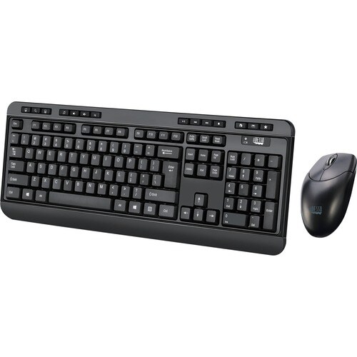 Adesso Wireless Desktop WKB-1320CB Keyboard & Mouse - English (US) - 1 Each - USB Membrane Wireless RF 2.40 GHz Keyboard -