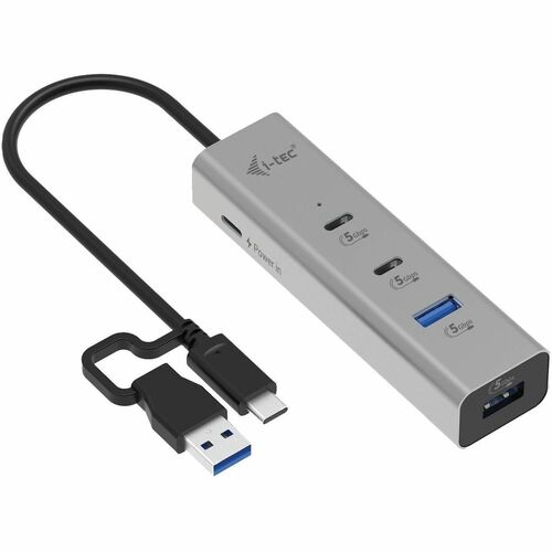 i-tec USB Hub - USB Type A, USB Type C - 640 MB/s - Keyboard, Mouse, Flash Drive - 5 Total USB Port(s) - PC, Mac