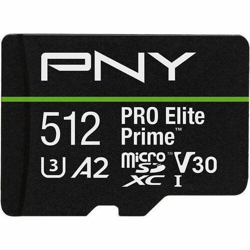Carte microSDXC PNY PRO Elite Prime - 512 Go - Classe 10/UHS-I (U3) - V30 - 1 - 200 Mo/s en Lecture - 150 Mo/sSpaceen Écri