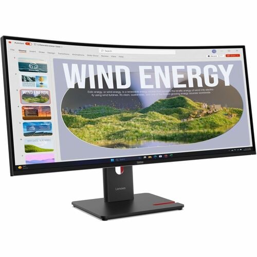 Lenovo ThinkVision T34WD-40 34" Class WQHD Curved Screen LED Monitor - 21:9 - Eclipse Black - 86.4 cm (34") Viewable - Ver