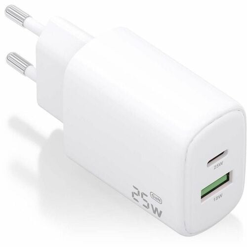CARGADOR GAN 25W 1XUSB-C PD3.0 1XUSB-A QC3.0 BLANCO