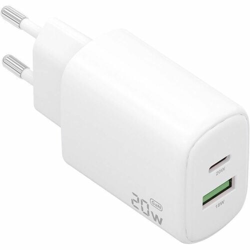 CARGADOR GAN 20W 1XUSB-C PD3.0 1XUSB-A QC3.0 BLANCO