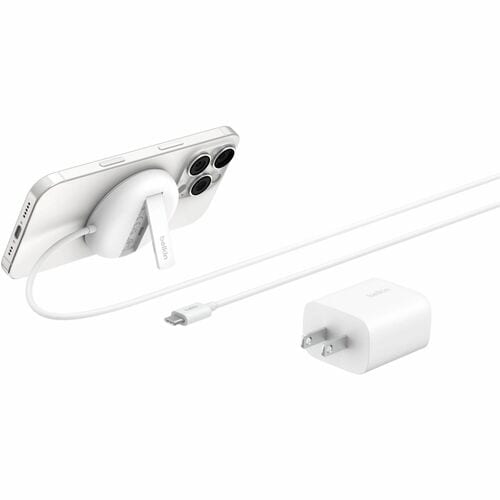 Belkin 15W Wireless Magnetic Charging Pad w/ Qi2 for iPhones & Airpods - Fast Charge - Portable Charger - White - For Qi2-