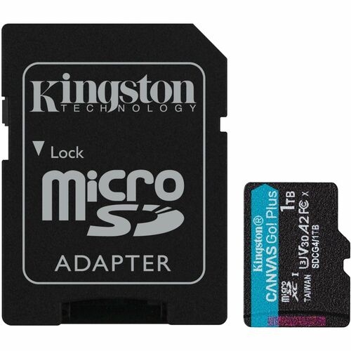 Kingston Canvas Go! Plus 1 TB Class 10/UHS-I (U3) V30 microSDXC - 200 MB/s Read - 160 MB/s Write