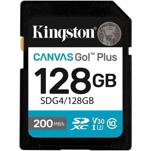 Kingston Canvas Go! Plus 128 GB Class 10/UHS-I (U3) V30 SDXC - 200 MB/s Read