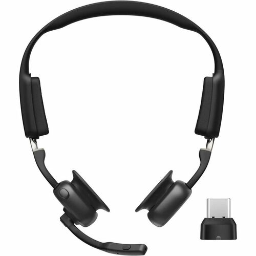 Shokz OpenMeet Sem fios Headset, Na orelha, Fixo à orelha Estéreo Fone de ouvido - Preto - Binaural - Supra-aural - 2900 c