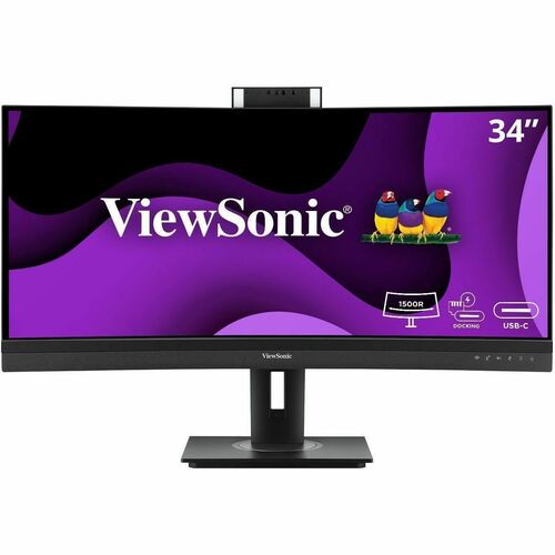 ViewSonic VG3457CV 34 Zoll Class Webcam UW-QHD Gekrümmter Bildschirm LED-Monitor - 21:9 Format - Schwarz - 86,4 cm (34 Zol