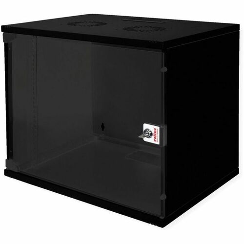 Roline 9U Wandmontierbar Geschlossener Schrank Rackschrank für Networking380 mm Rack Depth - Schwarz - Glas, Stahl, Blech 