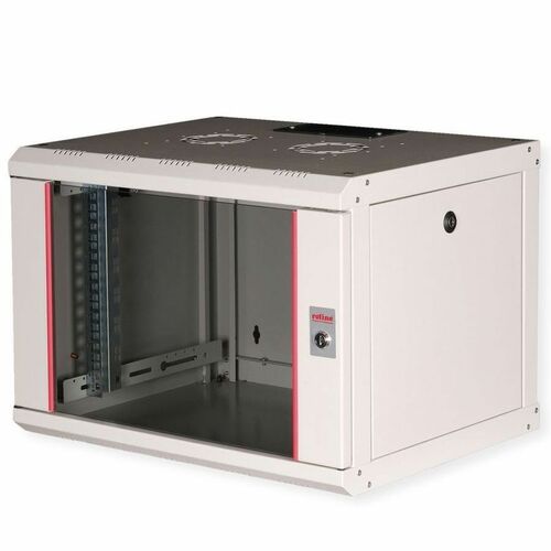 Roline 7U Wandmontierbar Geschlossener Schrank Rackschrank für Gehäuse, Networking370 mm Rack Depth - Hellgrau - Glas, Sta