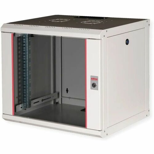Roline 9U Wandmontierbar Geschlossener Schrank Rackschrank für Networking370 mm Rack Depth - Hellgrau - Glas, Stahl, Blech
