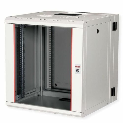 Roline 12U Wandmontierbar Geschlossener Schrank Rackschrank für Networking450 mm Rack Depth - Hellgrau - Glas, Stahl, Blec