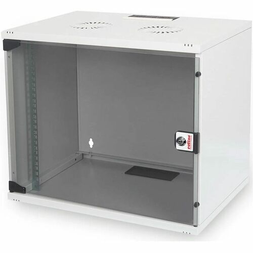 Roline 7U Wandmontierbar Geschlossener Schrank Rackschrank für Networking380 mm Rack Depth - Hellgrau - Glas, Stahl, Blech