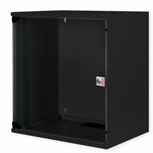 Roline 12U Wandmontierbar Geschlossener Schrank Rackschrank für Networking, Gehäuse380 mm Rack Depth - Schwarz - Glas, Sta