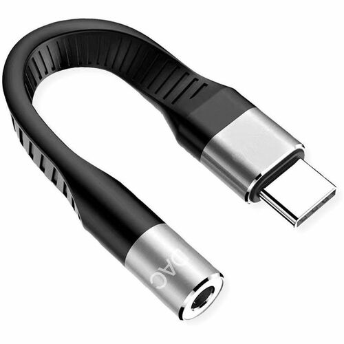 Roline 10 cm Mini-Phone/USB-C Audiokabel - Cable for Audiogerät, MacBook, Ultrabook, Smartphone, Tablet - Schwarz
