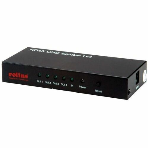 Roline 4-Wege HDMI-Splitter für Blu-ray Player, PC, Notebook, Monitor, Fernsehen, Projektor - Schwarz - 3840 x 2160 - 1 x 