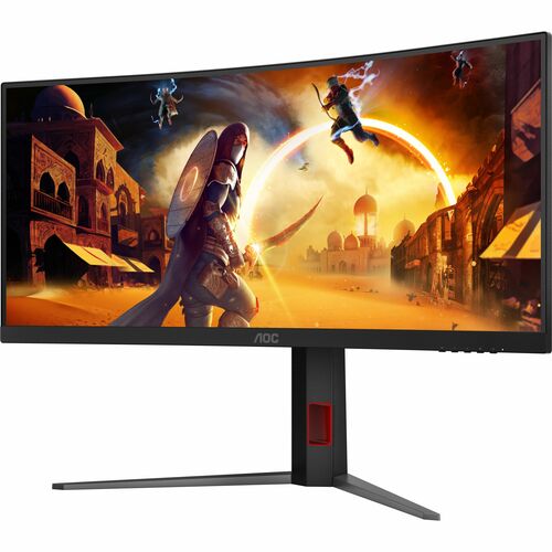 AOC CU34G4 34" Class UW-QHD Curved Screen Gaming LED Monitor - 21:9 - Black, Red - 86.4 cm (34") Viewable - Fast Vertical 