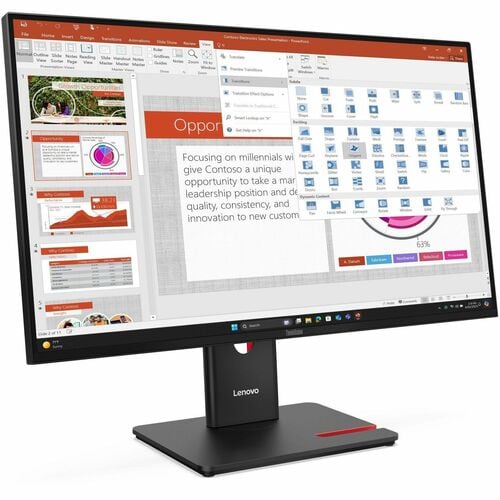 Lenovo ThinkVision T27-40 27" Class Full HD LED Monitor - 16:9 - Eclipse Black - 68.6 cm (27") Viewable - In-plane Switchi