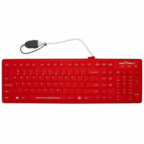 Seal Silk Pro Keyboard Red - Full Size - Washable & Waterproof - IP68 certified - Compatible with industrial-grade cleaner