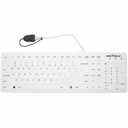 Seal Silk Pro Keyboard White - Full Size - Washable & Waterproof - IP68 certified - Compatible with industrial-grade clean